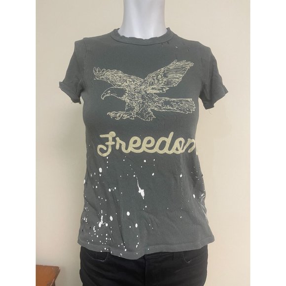 CHASER Freedom Eagle Tee - Safari Green Distressed - Size Small - Picture 3 of 5